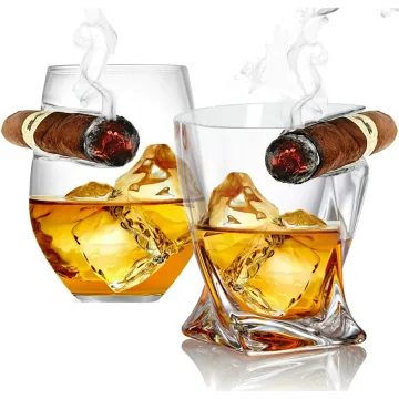 Cigar Whiskey Glass - Twist & Rounded Whiskey Glass 2 Pk