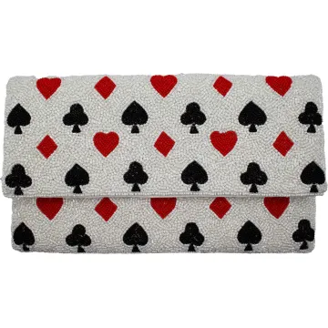 Poker Playing Card Beaded Clutch