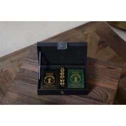 2 Poker Sets and 5 Golden Dice in A Black Faux Leather Case