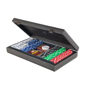 Luxury Poker Set in Wooden Case with Leatherette Top