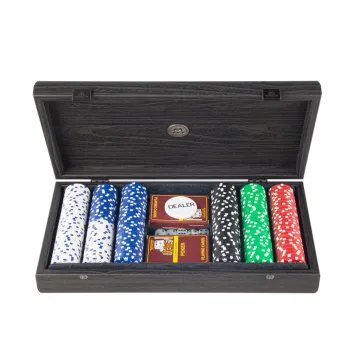 Luxury Poker Set in Wooden Case with Leatherette Top