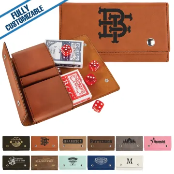 Engraved Leatherette Card & Dice Set - Fully Customizable
