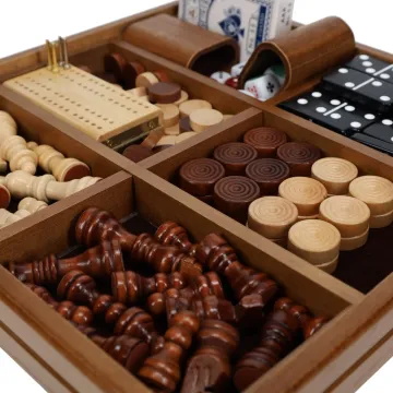 Walnut 7-Games-in-1 Combination Game Set