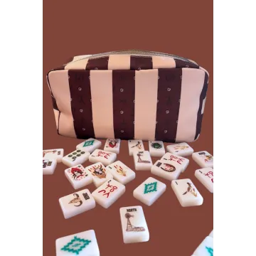 Wild West Mahjong Set, Includes Tiles, Racks (4), Tile Bag, and Mat