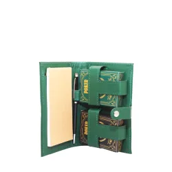 2 Poker Games Pen and Notepad Sheets Green Faux Leather