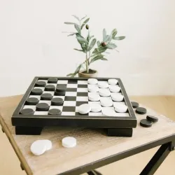 11754 - 12x12x2 Wood Checker Board Set, W/Storage Games