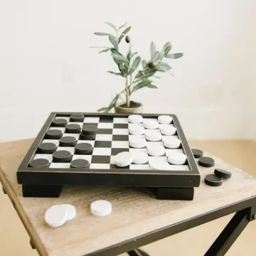 11754 - 12x12x2 Wood Checker Board Set, W/Storage Games