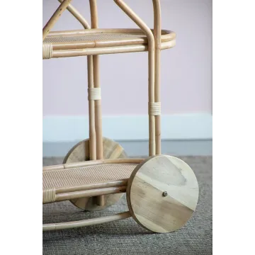 30.5x18.5x30" Rattan Trolley Bar Cart - Brown