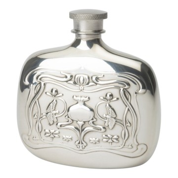 Art Nouveau English Pewter Bottle Flask. Sku #: EB36614.