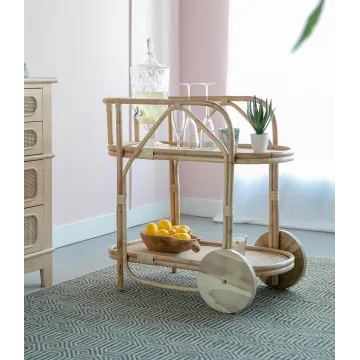 30.5x18.5x30" Rattan Trolley Bar Cart - Brown