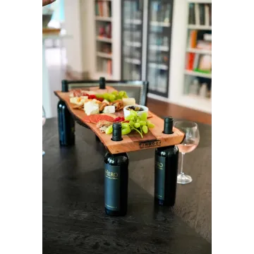 Pecan Wine Bottle Holder Charcuterie Board