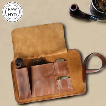 Leather Tobacco Pipe Pouch Case - Lightweight Smoking Pipe