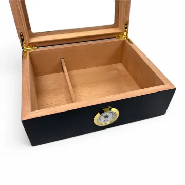 Wood Cigar Humidor Box Black