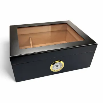 Wood Cigar Humidor Box Black