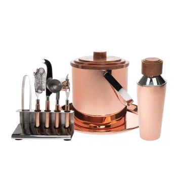 9 Piece Copper/Wood Bar Set