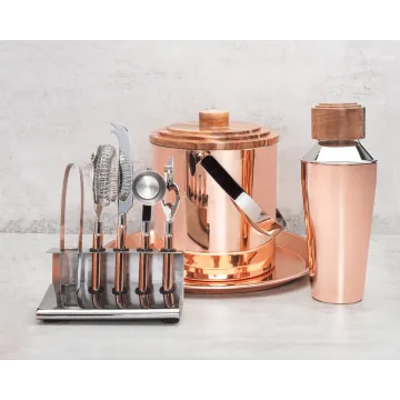 9 Piece Copper/Wood Bar Set