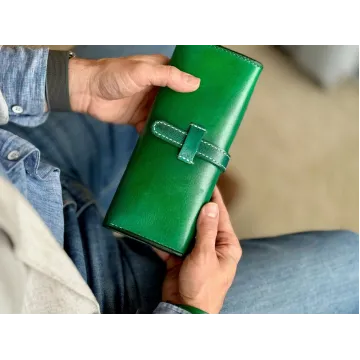 4 Cigars Green Hand-Dyed Leather Cigar Case