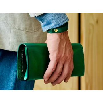 4 Cigars Green Hand-Dyed Leather Cigar Case