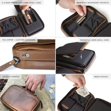 Brown Flint Travel Leather Cigar