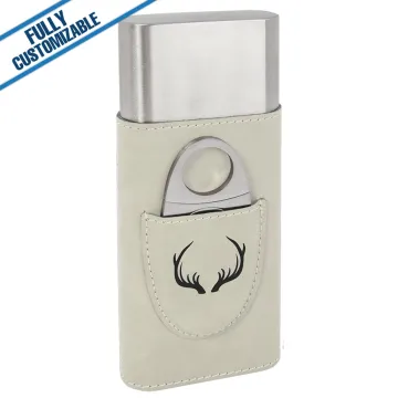 Engraved Leatherette Cigar Case/Cutter - Fully Customizable