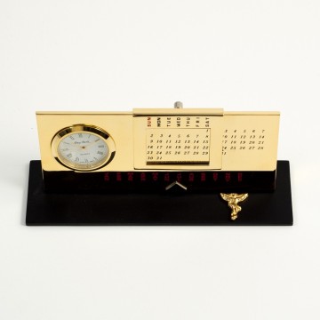 "Chiropractor", Perpetual Calendar, w/Clock, Gold Plated, 