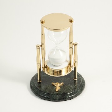 30 Minute "Chiropractor" Themed Brass and Green Marble Sand Timer.