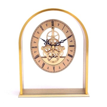 "Georgetown" Clock, Skelton Movement, Brushed Gold Plated, 