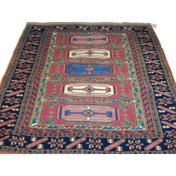 Caucasus Kazak - Burgundy - Navy Blue