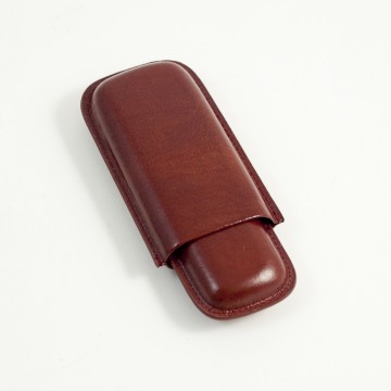 2 Cigar Case, Cognac Leather