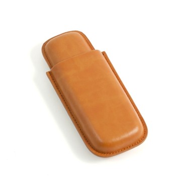 2 Cigar Case, Tan Leather