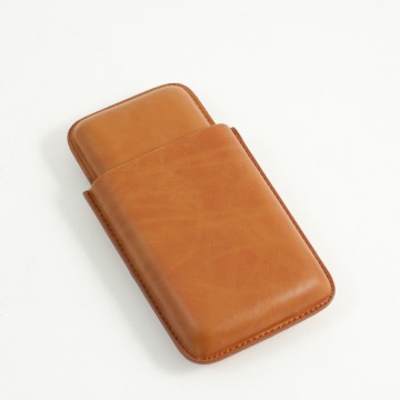 3 Cigar Case, Tan Leather