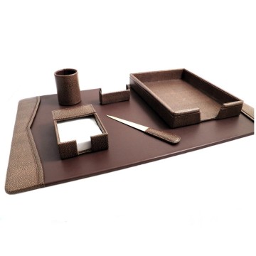 6 Piece Desk Set, Fossil Leather,
