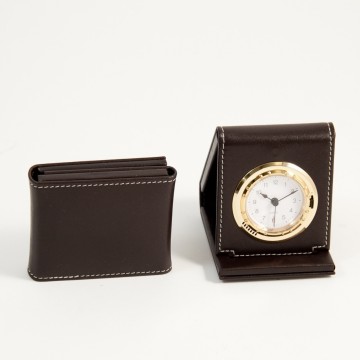Alarm Clock, Cocoa Brown Leather, 
