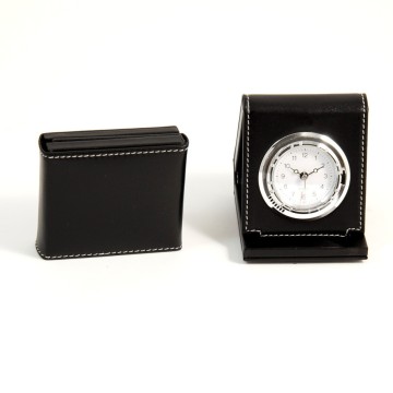 Alarm Clock, Black Leather,