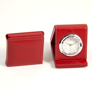 Alarm Clock, Red Leather, 