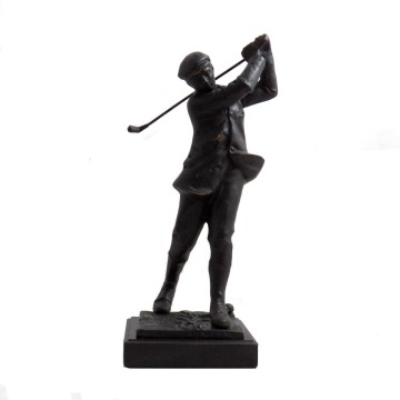 14 " Bronzed Metal Golfer on Marble Base.