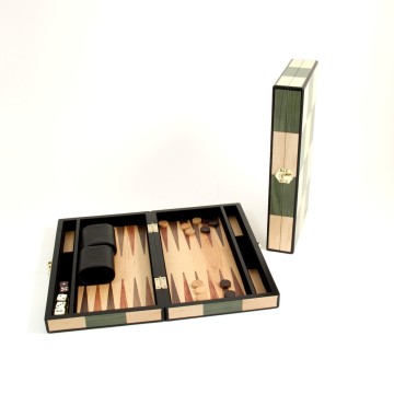 Backgammon Set with Birch and Olive Wood Inlay.