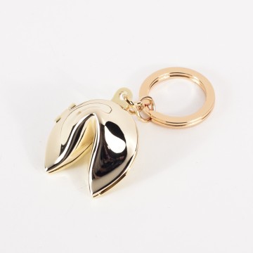Gold Plated Fortune Cookie Box Keyring.