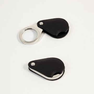 Magnifying Glass, Black Leather Case, 