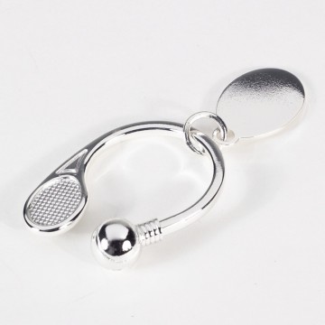 Silver Plated Tennis Keyring with ID Tag.