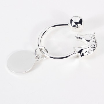 Silver Plated Horse Head Keyring with ID Tag