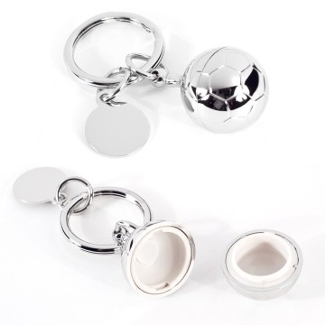 Silver Plated Soccer Ball Keyring & Pill Box with ID Tag