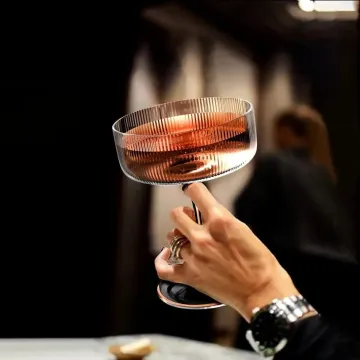 Ribbed Cocktail Glasses | Coupe Glass | 10 oz | Set of 6