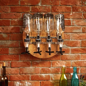 Round Wall Mounted Four Bottle Liquor Bottle Dispenser